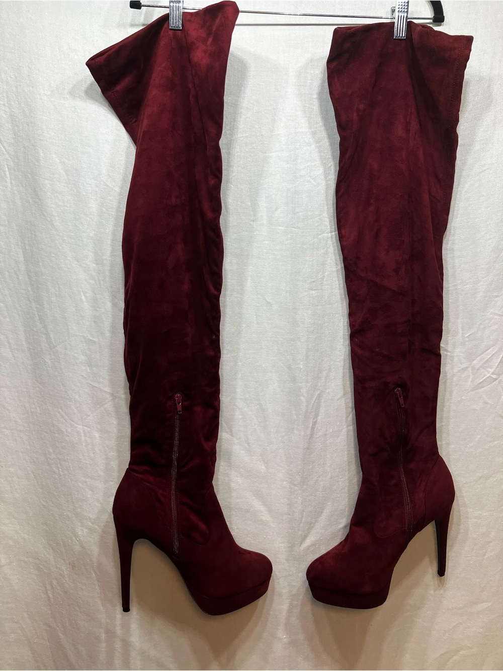 Charlotte Russe Burgundy Over-the-Knee Suede High Heel Boots 10